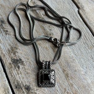 Sterling Silver and Onyx Pendant Necklace